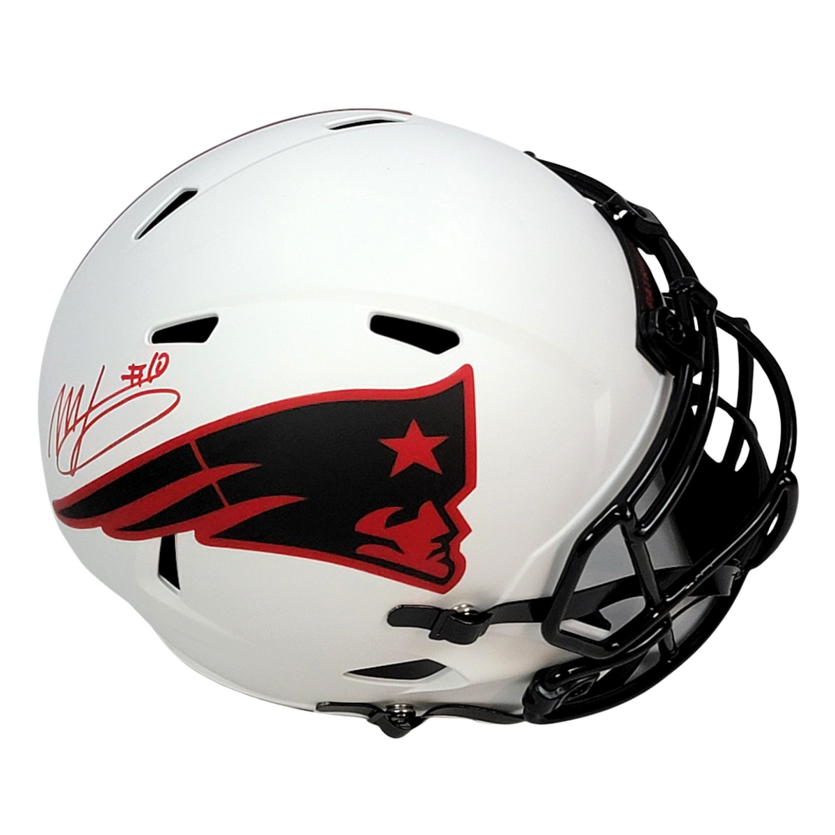 Mac Jones Autographed New England Patriots Riddell Speed Lunar Eclipse Replica Helmet Beckett Witnessed-Powers Sports Memorabilia