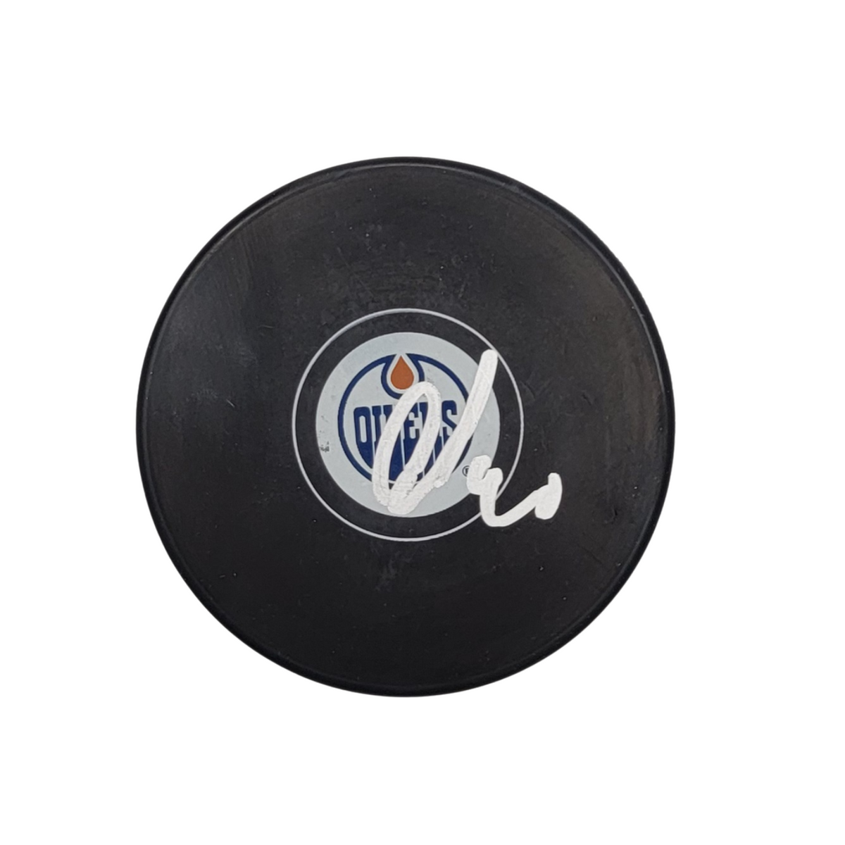 Corey Perry Signed Edmonton Oilers Logo Hockey Puck Beckett-Powers Sports Memorabilia