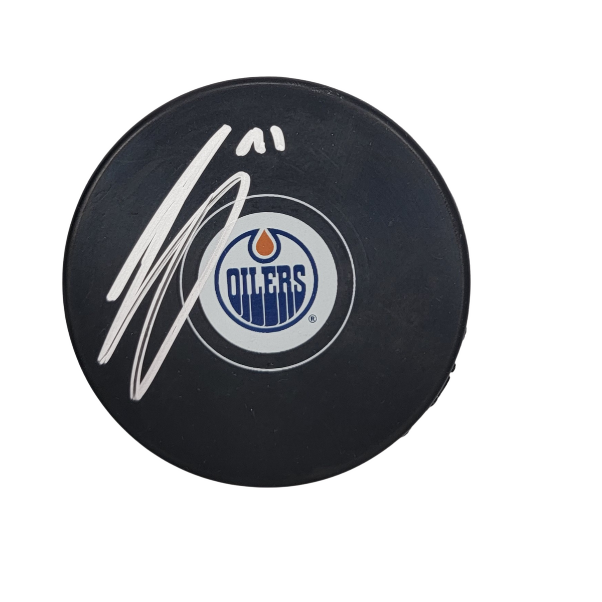 Evander Kane Signed Edmonton Oilers Logo Hockey Puck Beckett-Powers Sports Memorabilia