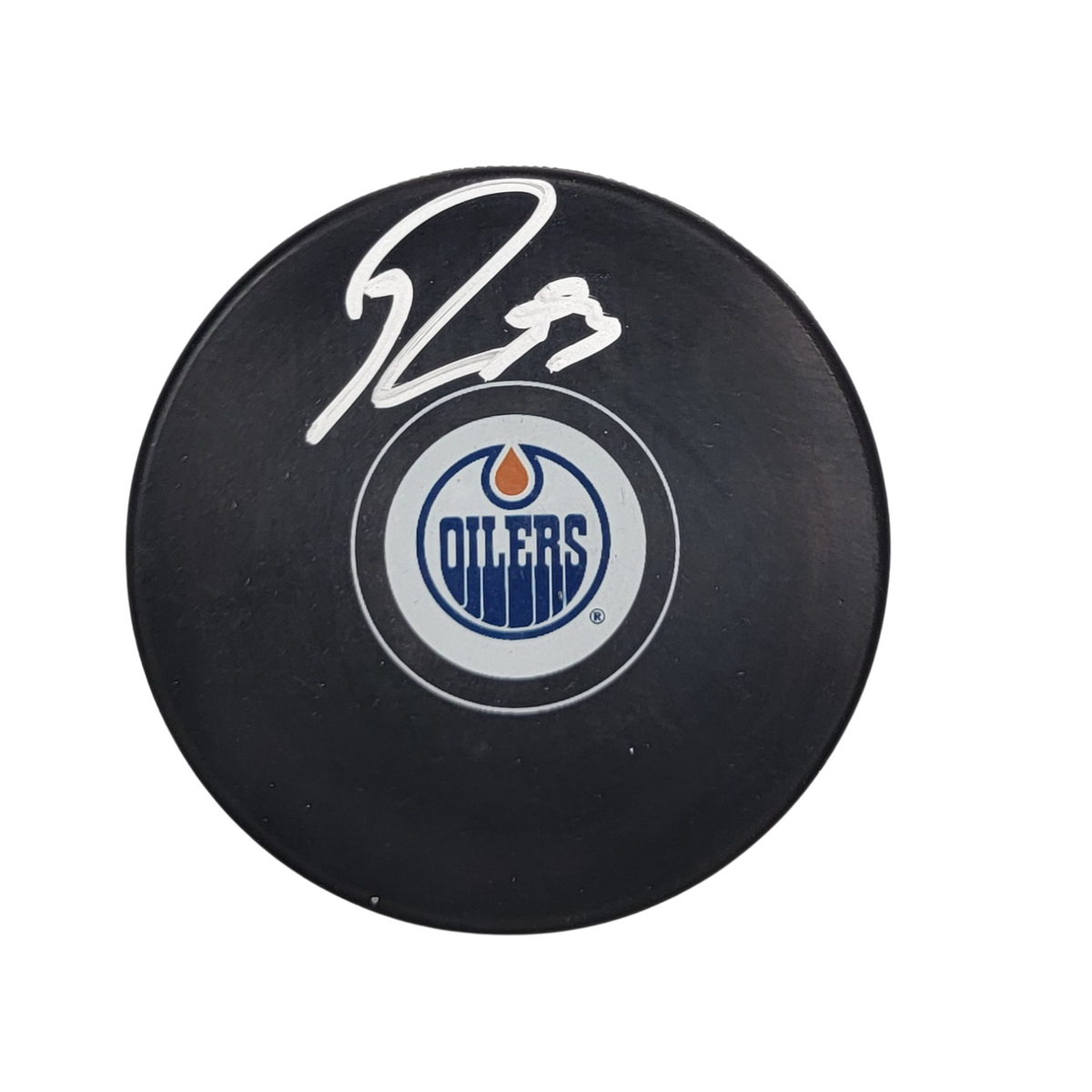 Ryan Nugent-Hopkins Signed Edmonton Oilers Logo Hockey Puck Beckett-Powers Sports Memorabilia