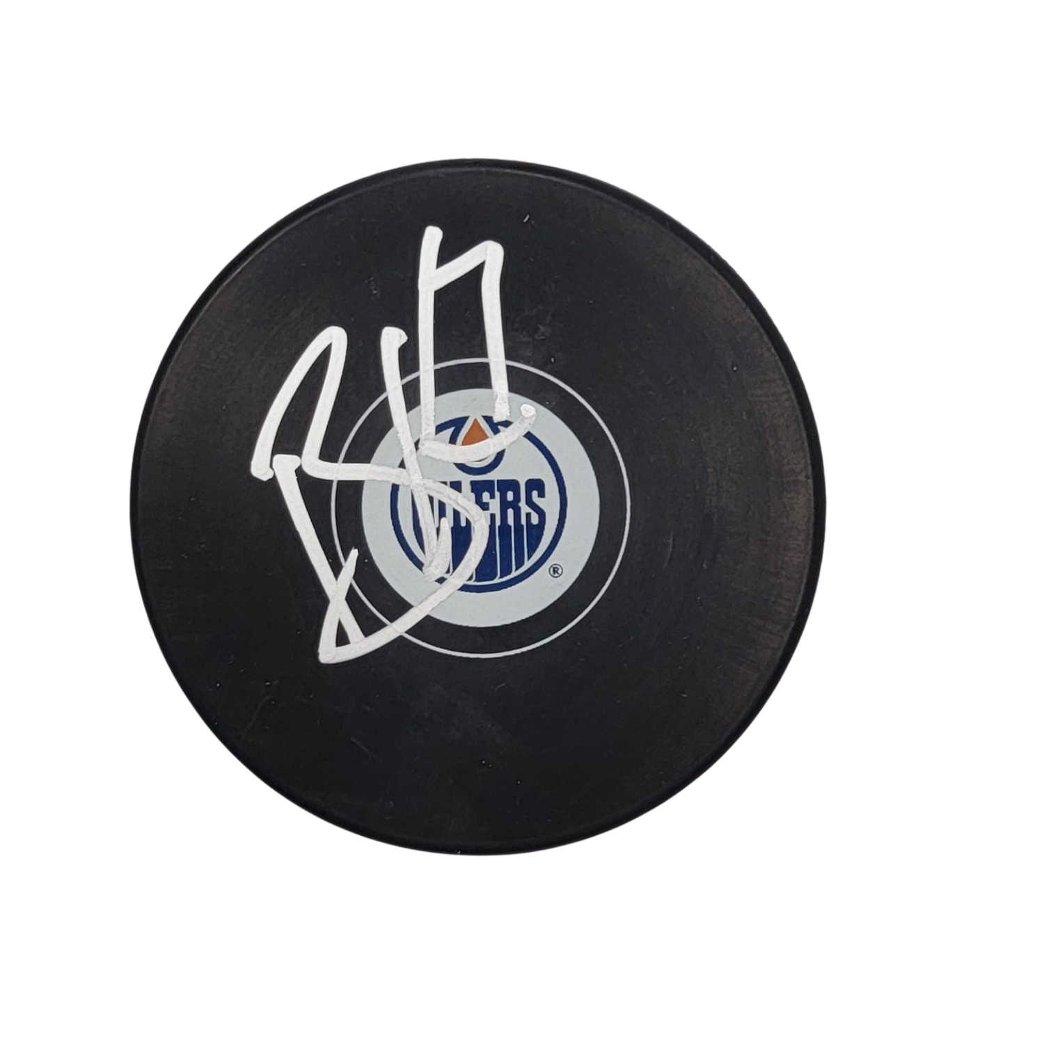 Brett Kulak Signed Edmonton Oilers Logo Hockey Puck Beckett-Powers Sports Memorabilia