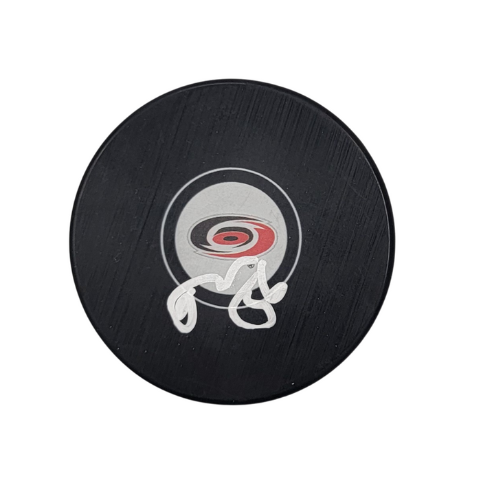 Scott Morrow Signed Carolina Hurricanes Logo Hockey Puck Beckett-Powers Sports Memorabilia