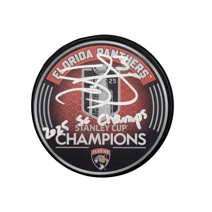 Seth Jones Signed Florida Panthers 2025 Stanley Cup Champions Puck W/ 2025 SC Champs JSA-Powers Sports Memorabilia