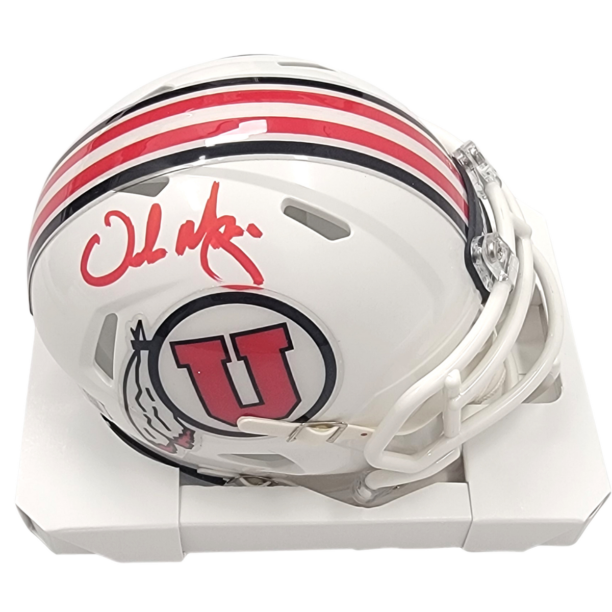 Urban Meyer Signed Utah Utes White Mini Helmet - Beckett-Powers Sports Memorabilia