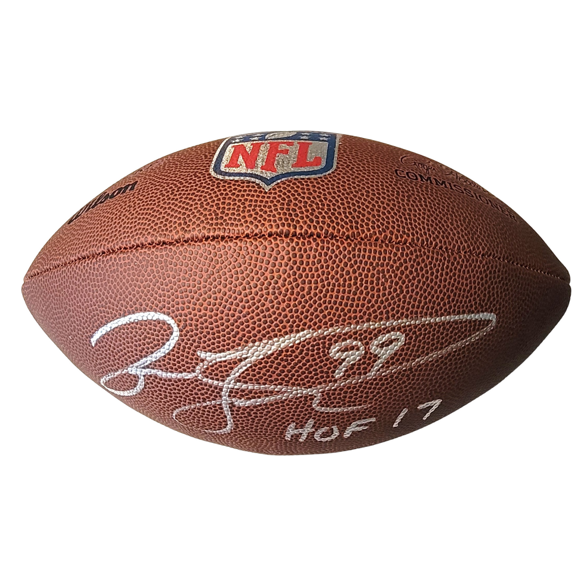 Jason Taylor Autographed Miami Dolphins Wilson The Duke Replica Football W/ HOF 17 Beckett Witnessed-Powers Sports Memorabilia