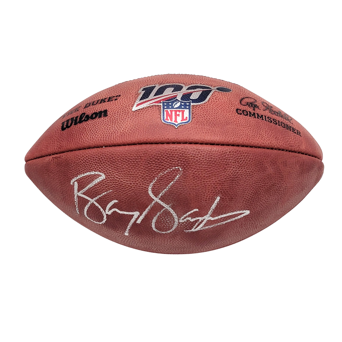 Barry Sanders Signed Detroit Lions Official The Duke NFL 100 Football - Beckett-Powers Sports Memorabilia