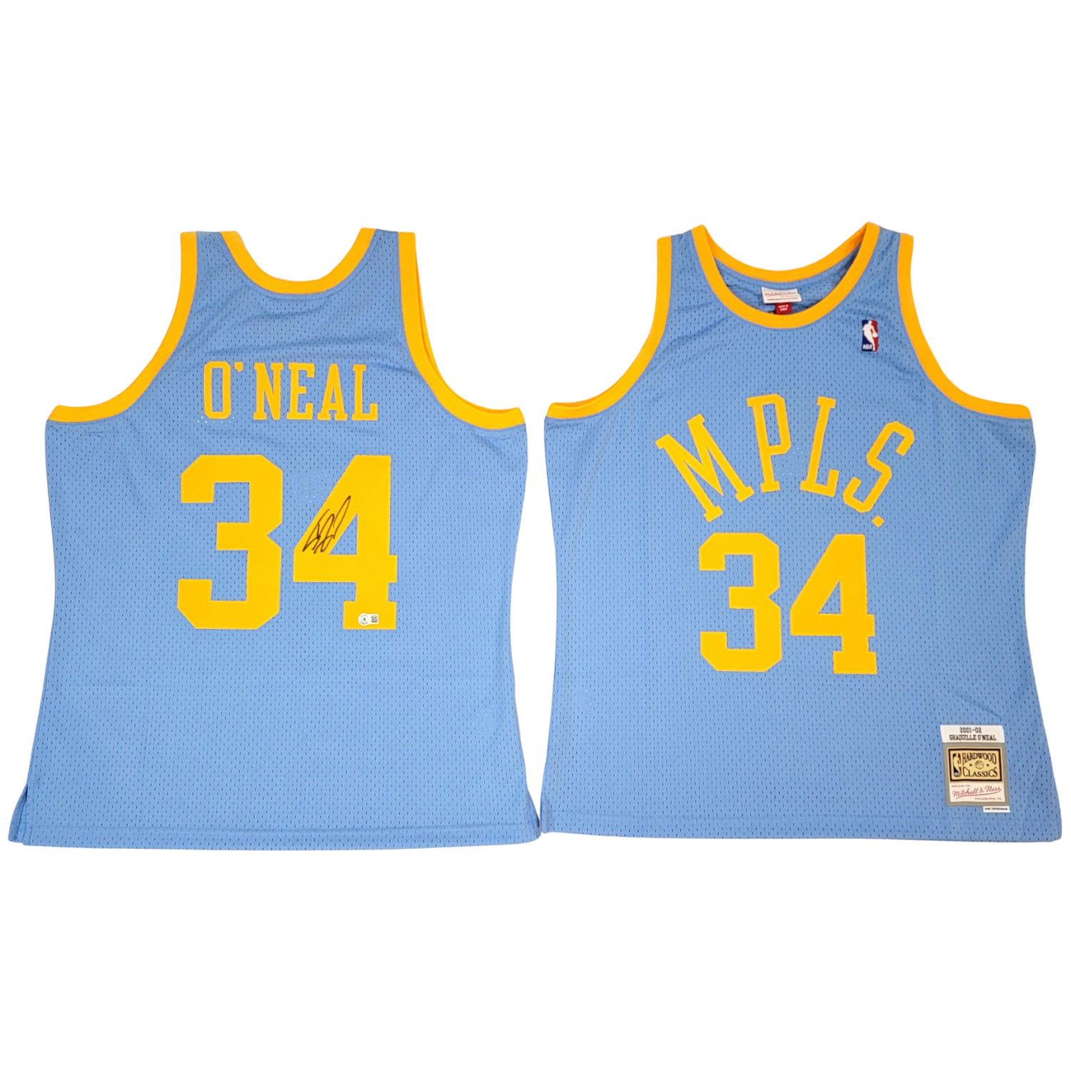 Shaquille O'Neal Signed Los Angeles Lakers Minneapolis Throwback 2001-02 Mitchell & Ness Swingman Jersey - Beckett-Powers Sports Memorabilia