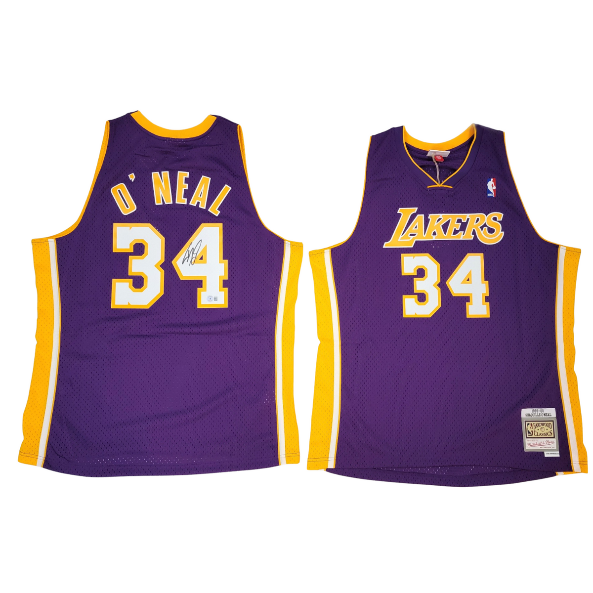 Shaquille O'Neal Autographed Los Angeles Lakers Purple 1999-00 Mitchell & Ness Swingman Jersey Beckett Witnessed-Powers Sports Memorabilia