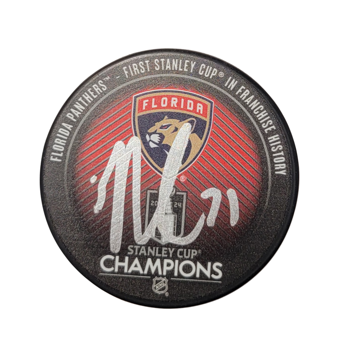 Nick Cousins Signed Florida Panthers 2024 Stanley Cup Champions Hockey Puck - Beckett-Powers Sports Memorabilia