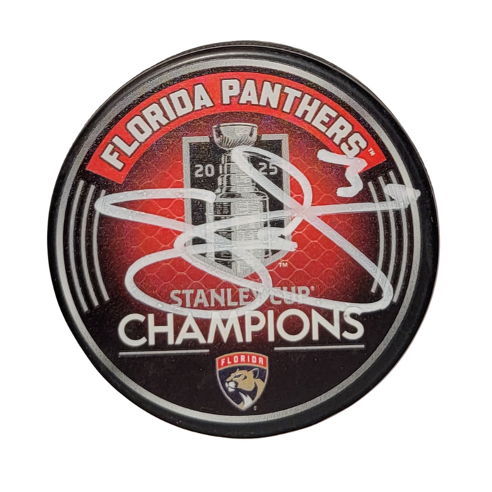 Seth Jones Signed Florida Panthers 2025 Stanley Cup Champions Hockey Puck JSA-Powers Sports Memorabilia