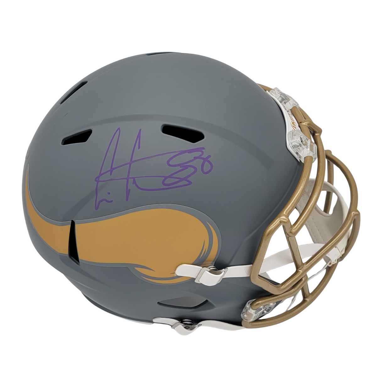 Cris Carter Signed Minnesota Vikings Slate Replica Full Size Helmet Beckett-Powers Sports Memorabilia