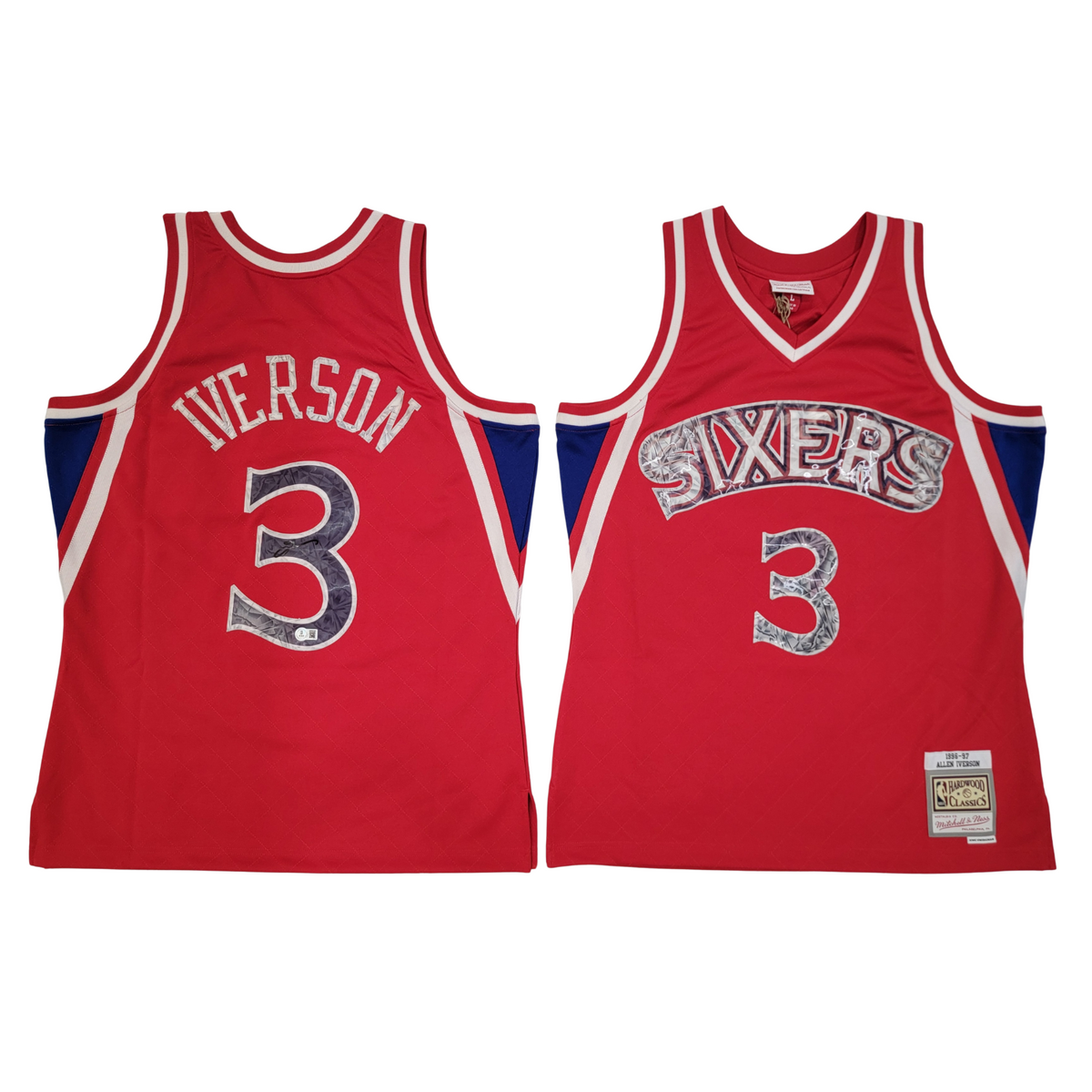 Allen Iverson Signed Philadelphia 76ers 1996/97 Red Mitchell & Ness Jersey Beckett-Powers Sports Memorabilia