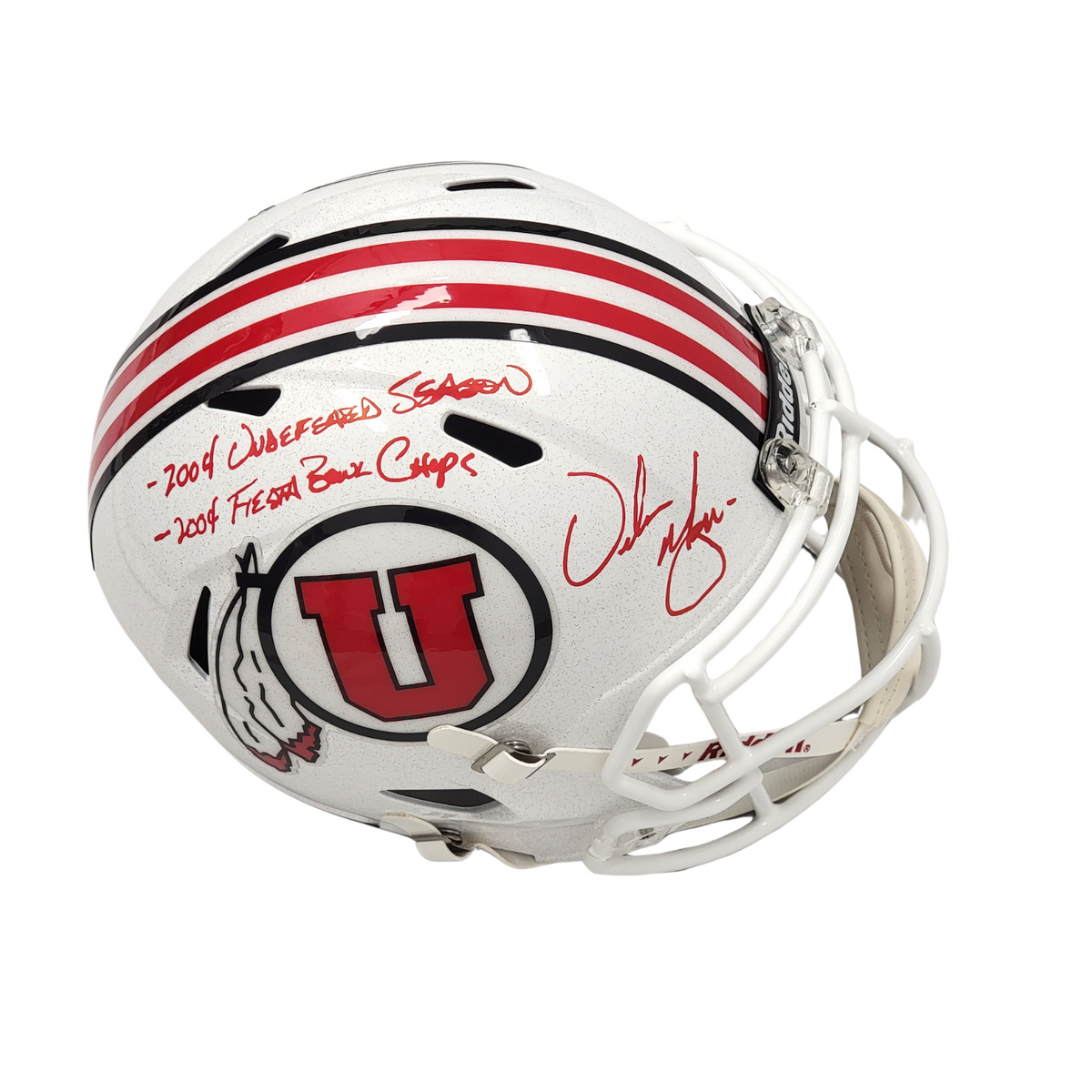 Urban Meyer Signed Utah Utes White Replica Full Size Helmet W/ 2004 Inscriptions - Beckett-Powers Sports Memorabilia
