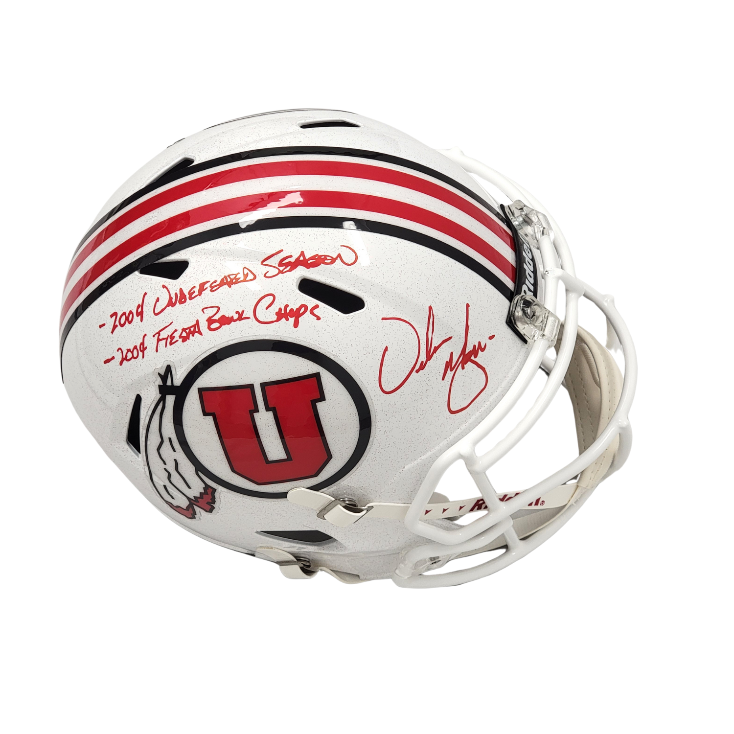 Urban Meyer Signed Utah Utes White Replica Full Size Helmet W/ 2004 Inscriptions - Beckett-Powers Sports Memorabilia