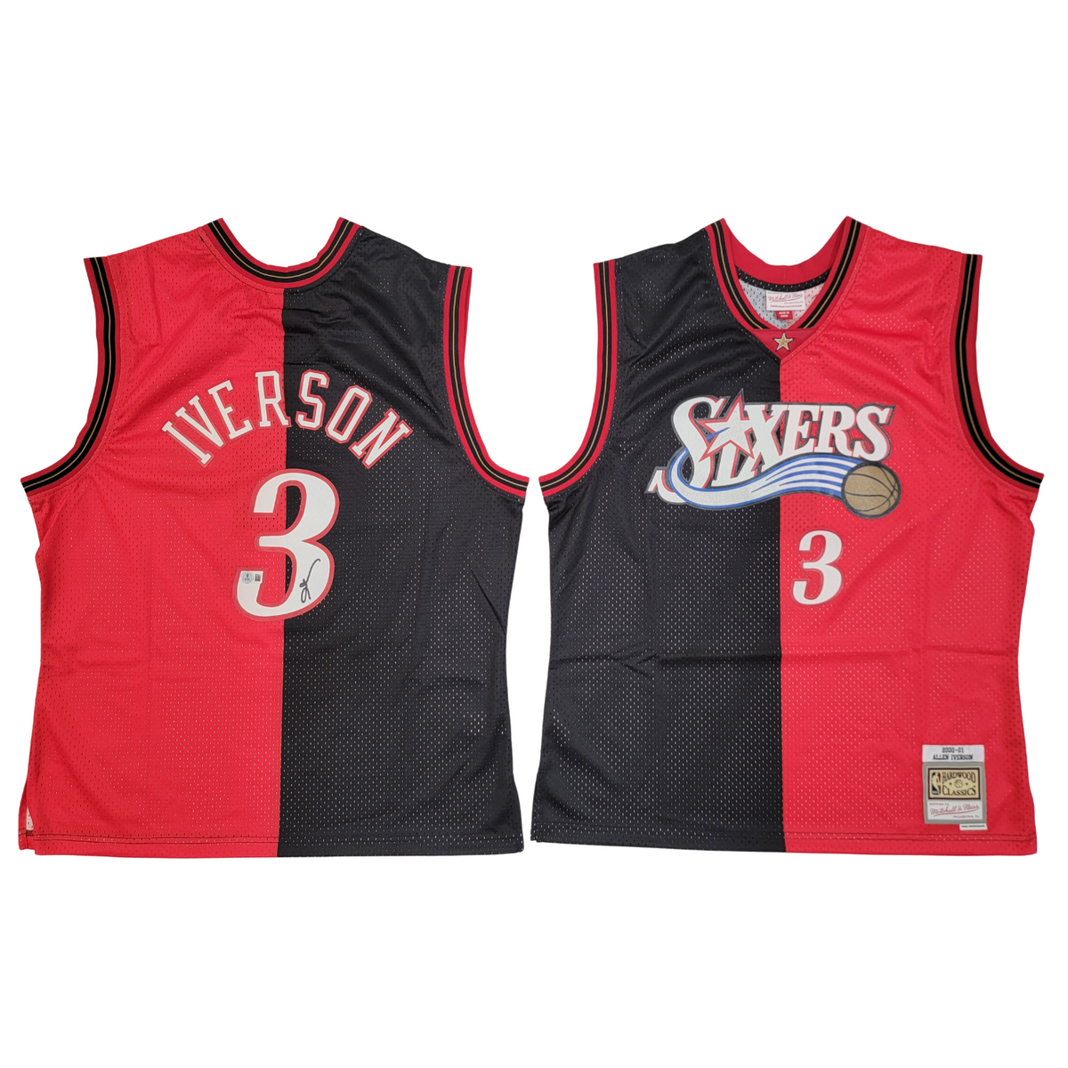 Allen Iverson Signed Philadelphia 76ers Mitchell & Ness Black/Red Jersey Beckett-Powers Sports Memorabilia
