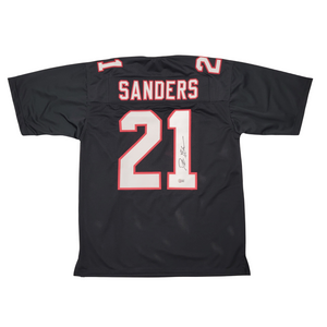Deion Sanders Signed Atlanta Falcons Pro Style Black Jersey Beckett-Powers Sports Memorabilia