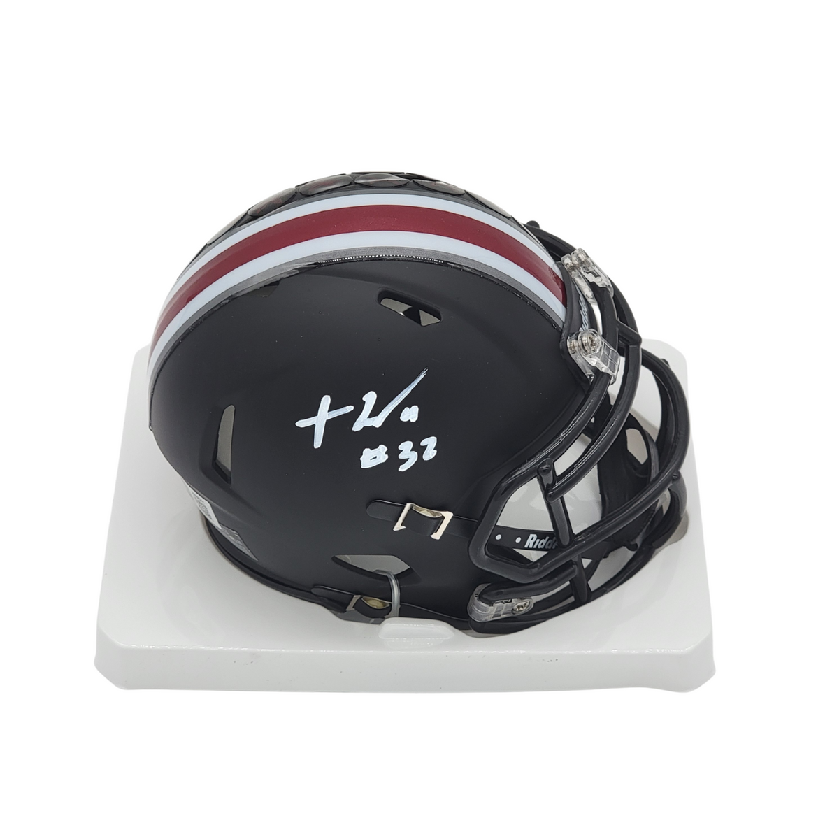 TreVeyon Henderson Signed Ohio State Black Mini Helmet - Beckett-Powers Sports Memorabilia