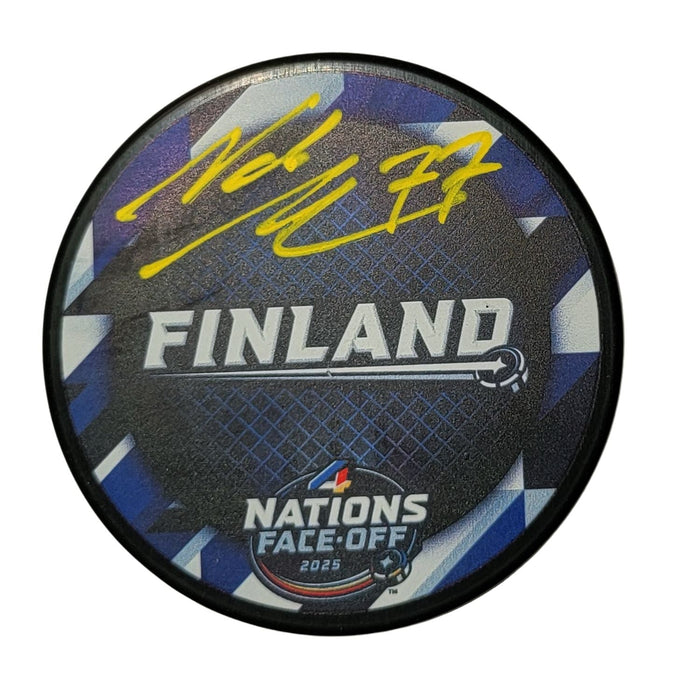Niko Mikkola Signed Finland 2024 4 Nations Face Off Hockey Puck Beckett-Powers Sports Memorabilia