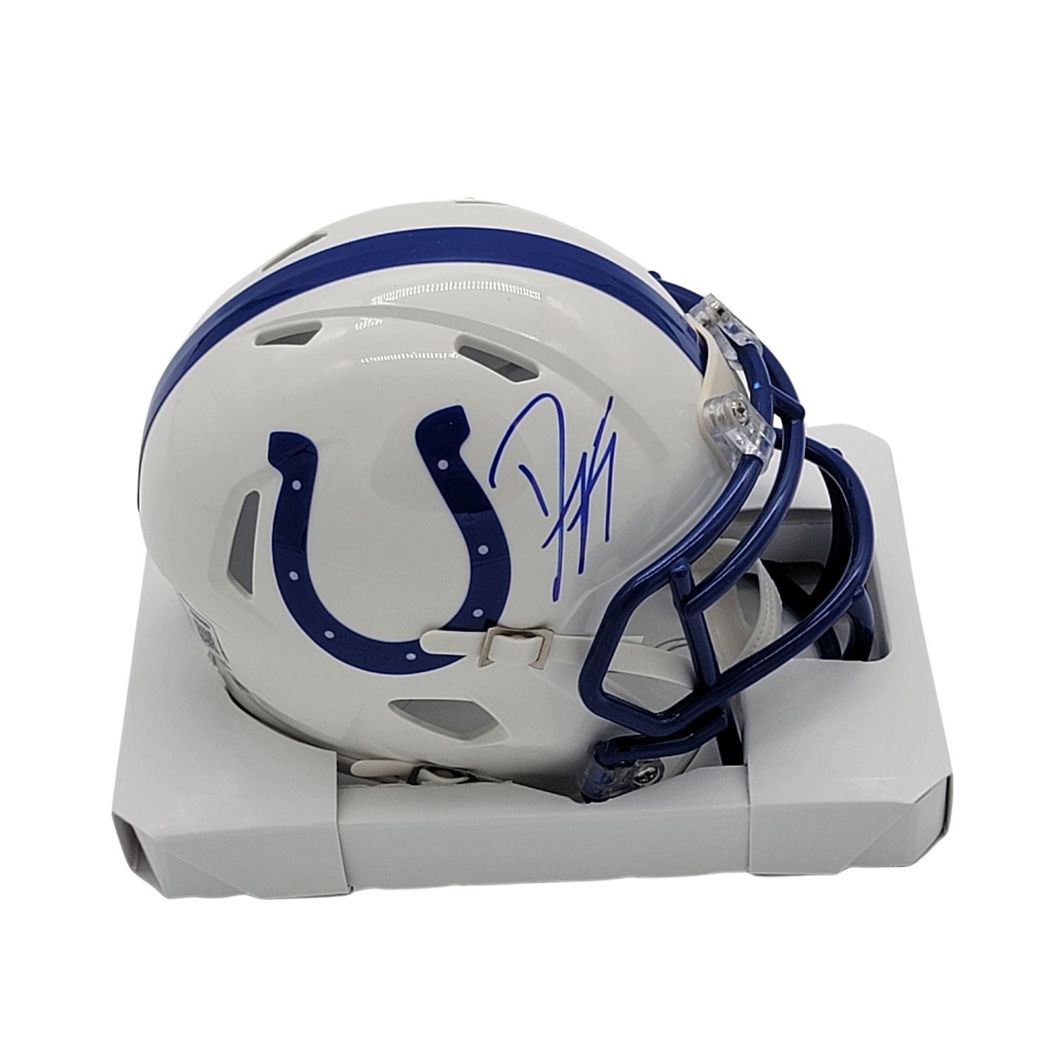 Dwight Freeney Signed Indianapolis Colts 1995-2003 T/B Mini Helmet - Beckett-Powers Sports Memorabilia