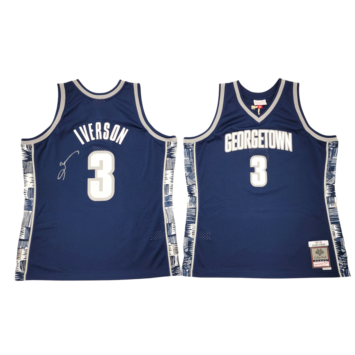 Allen Iverson Autographed Georgetown Hoyas Mitchell & Ness Blue 1995-96 Swingman Jersey Beckett Witnessed-Powers Sports Memorabilia