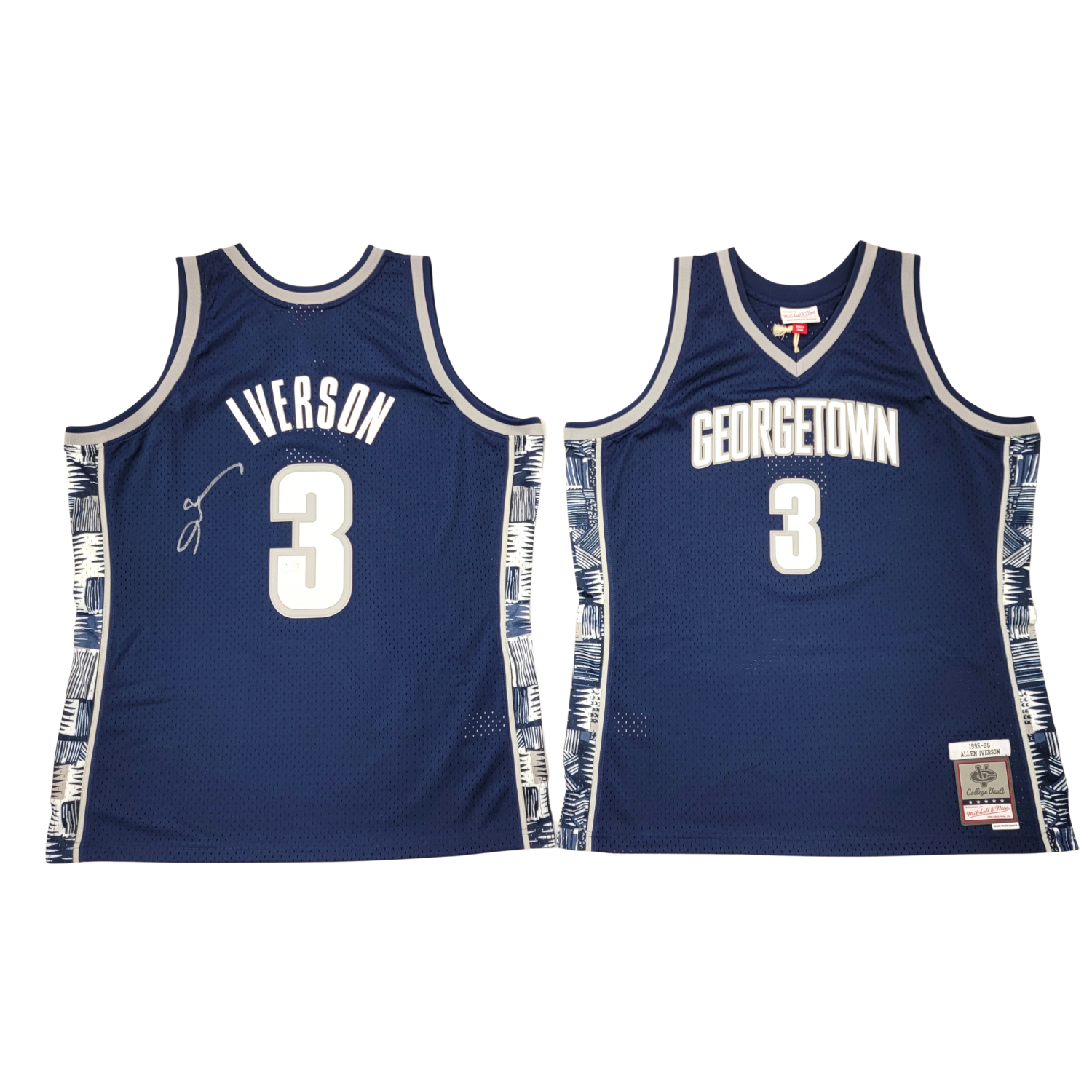 Allen Iverson Signed Georgetown Hoyas Mitchell & Ness Blue 1995-96 Swingman Jersey - Beckett-Powers Sports Memorabilia
