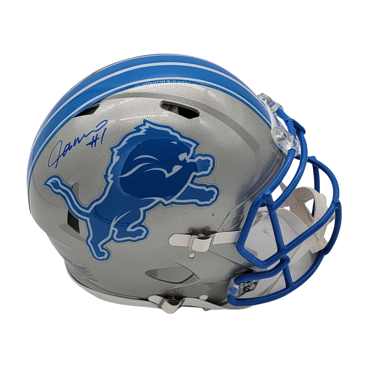 Jameson Williams Signed Detroit Lions Authentic Full Size Helmet - Beckett-Powers Sports Memorabilia