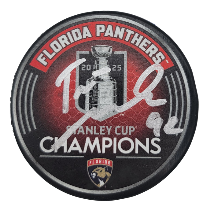 Tomas Nosek Signed Florida Panthers 2025 Stanley Cup Champions Puck JSA Witness-Powers Sports Memorabilia