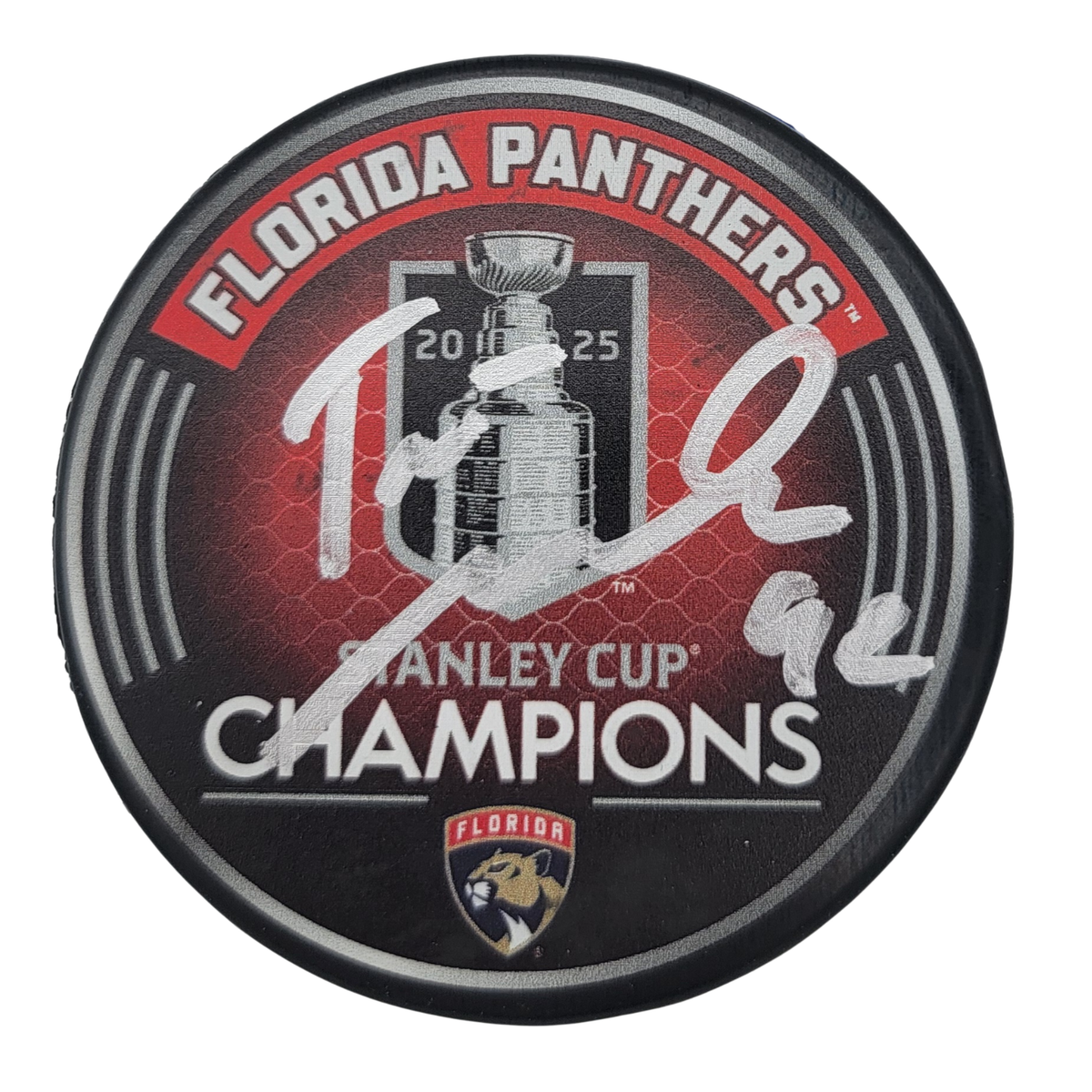 Tomas Nosek Signed Florida Panthers 2025 Stanley Cup Champions Puck JSA Witness-Powers Sports Memorabilia