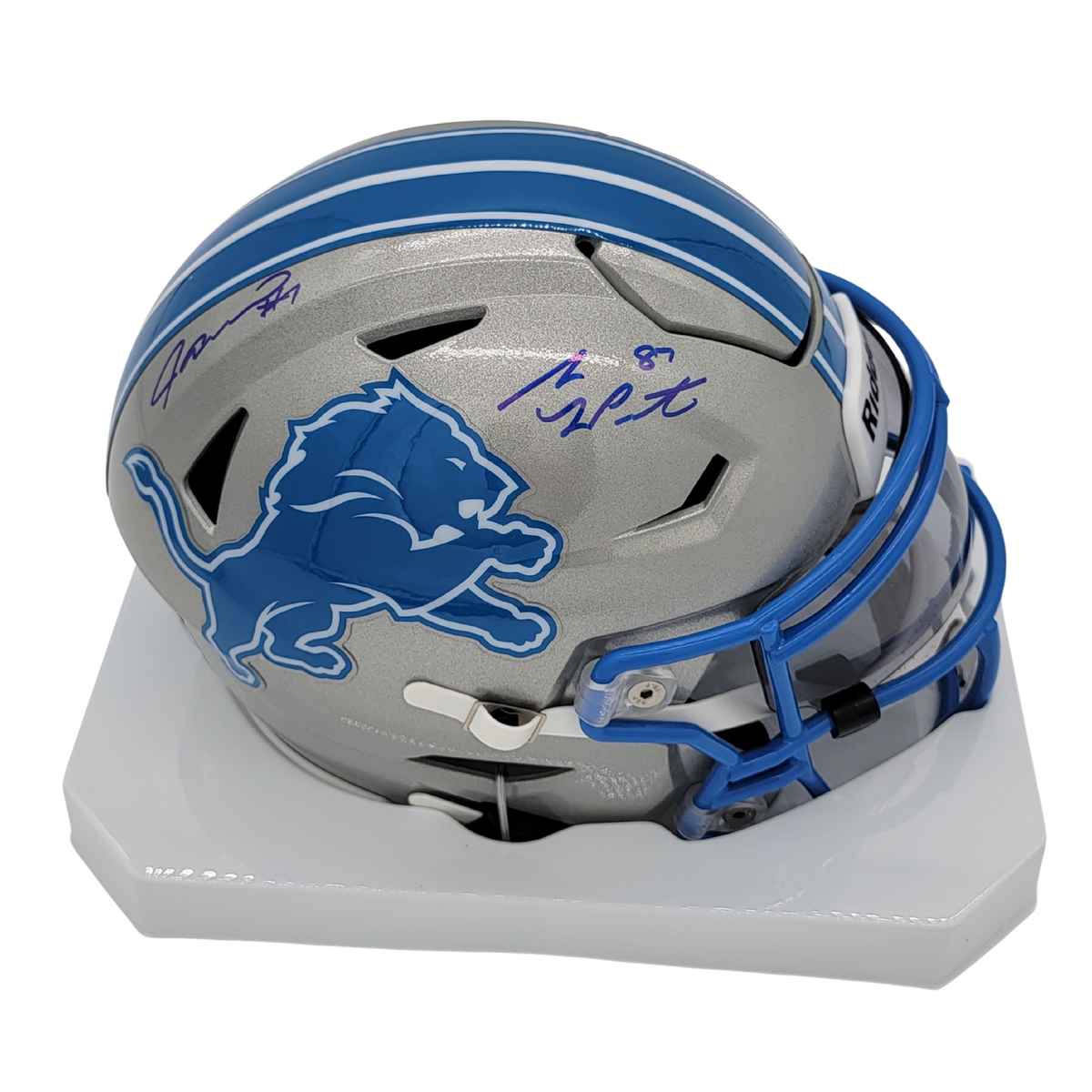 Sam LaPorta Jameson Williams Signed Detroit Lions Mid Size Speed Flex Helmet Beckett-Powers Sports Memorabilia