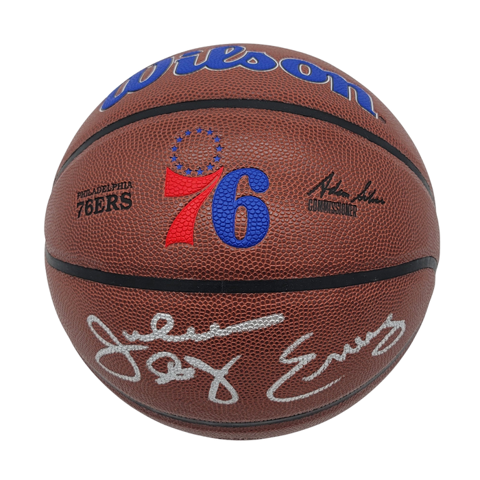 Julius Dr. J Erving Signed Wilson Philadelphia 76ers Logo Basketball - Beckett-Powers Sports Memorabilia