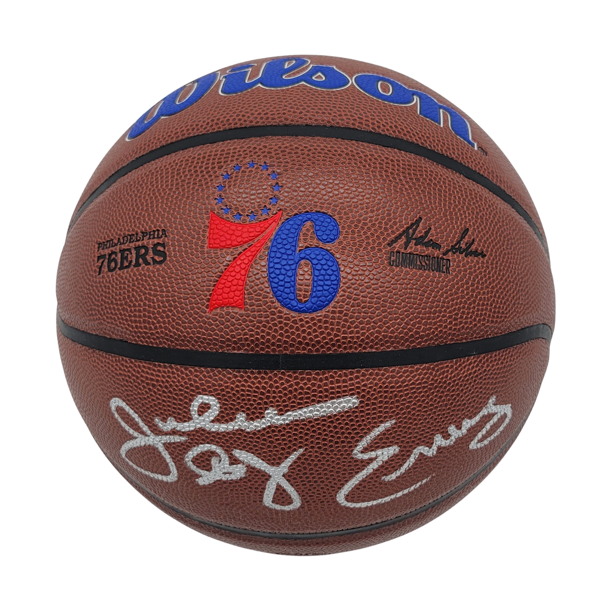 Julius Dr. J Erving Autographed Wilson Philadelphia 76ers Logo Basketball Beckett Witnessed-Powers Sports Memorabilia