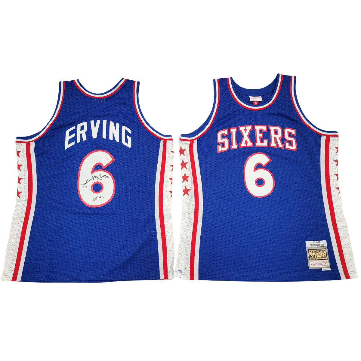 Julius Dr. J Erving Autographed Philadelphia 76ers Blue 1976-77 Mitchell & Ness Swingman Jersey W/ HOF 93 Beckett Witnessed-Powers Sports Memorabilia