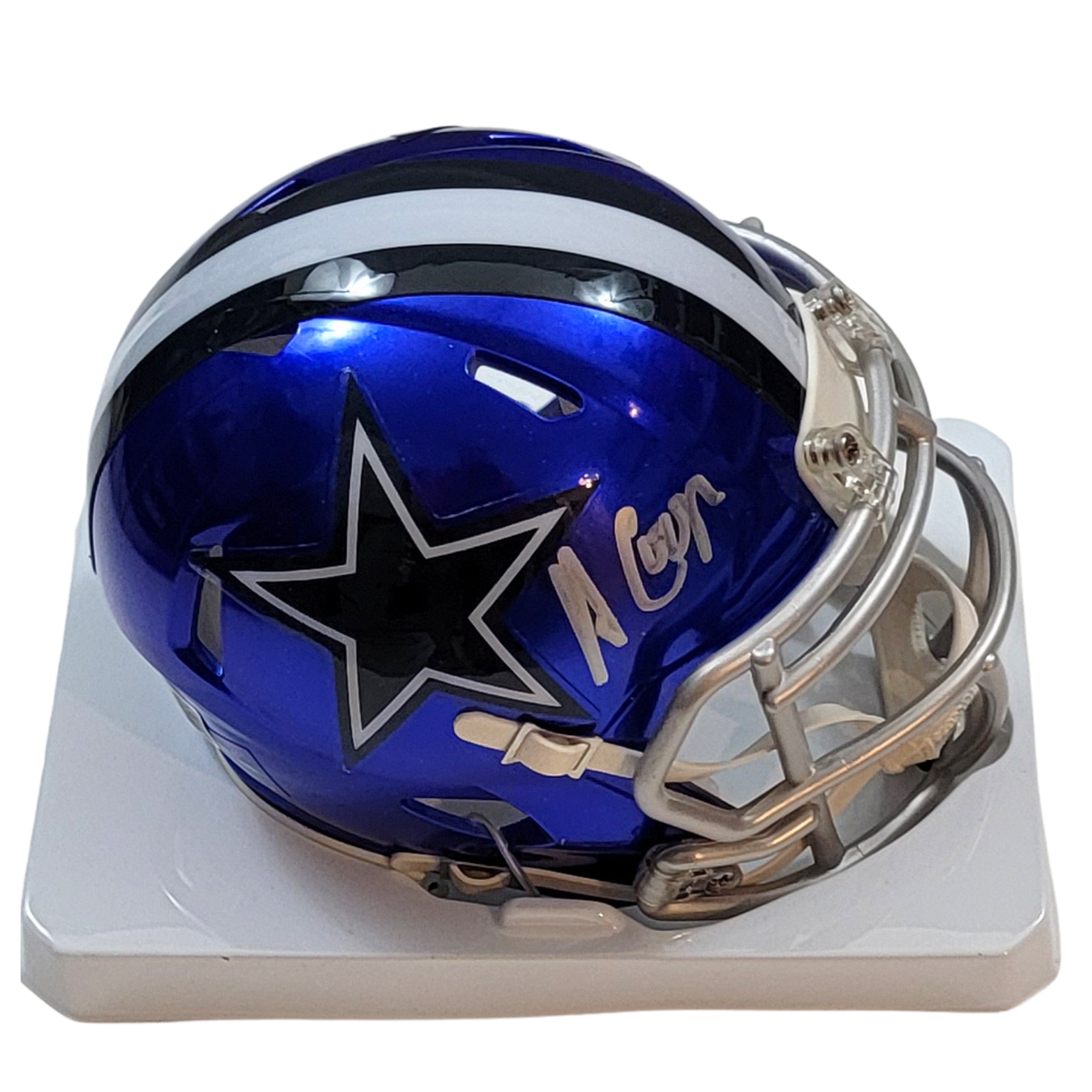 Amari Cooper Autographed Dallas Cowboys Riddell Flash Mini Helmet Beckett Witnessed-Powers Sports Memorabilia