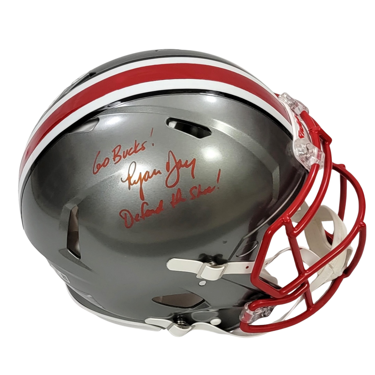 Ryan Day Autographed Ohio State Riddell Speed Flash Authentic Helmet W/ Go Bucks! Defend The Shoe Beckett Witnessed-Powers Sports Memorabilia