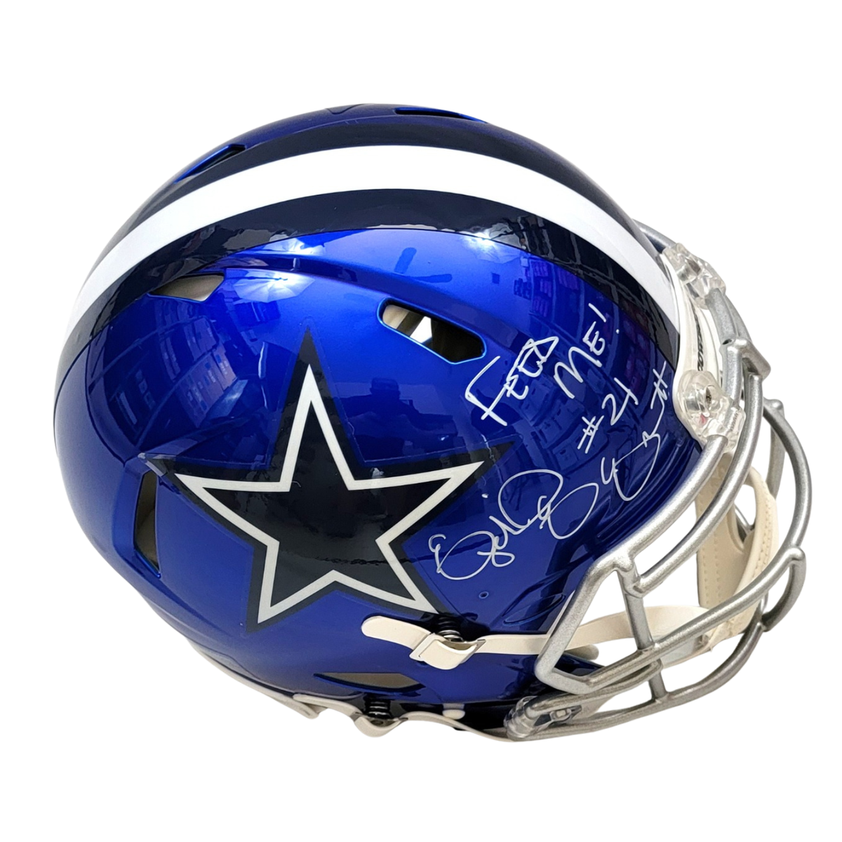 Ezekiel Elliott Autographed Dallas Cowboys Riddell Speed Flash Authentic Helmet W/ Feed Me Beckett Witnessed-Powers Sports Memorabilia