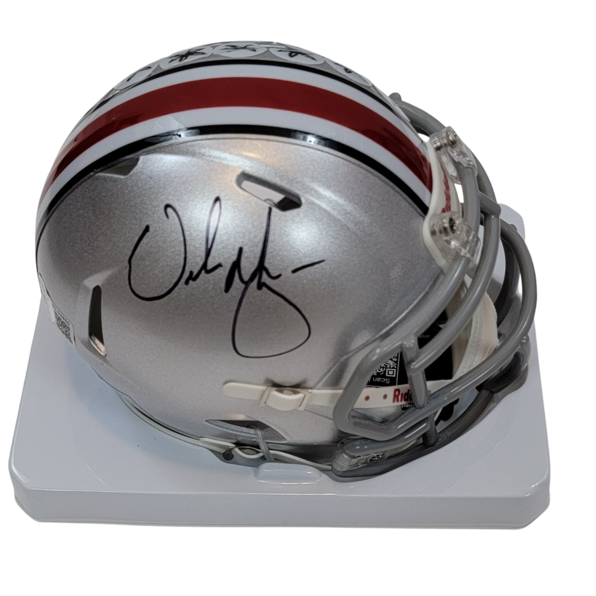 Urban Meyer Autographed Ohio State Riddell Speed Mini Helmet Beckett Witnessed-Powers Sports Memorabilia