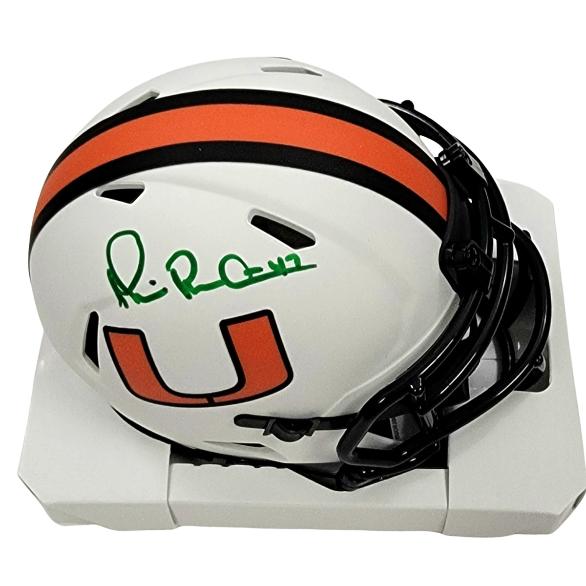 Michael Irvin Autographed University of Miami UM Riddell Lunar Eclipse Mini Helmet Beckett Witness-Powers Sports Memorabilia