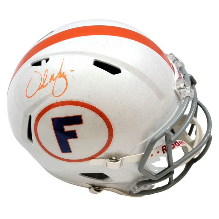 Urban Meyer Signed Florida Gators Alternate White Riddell Replica Full Size Helmet - Beckett-Powers Sports Memorabilia