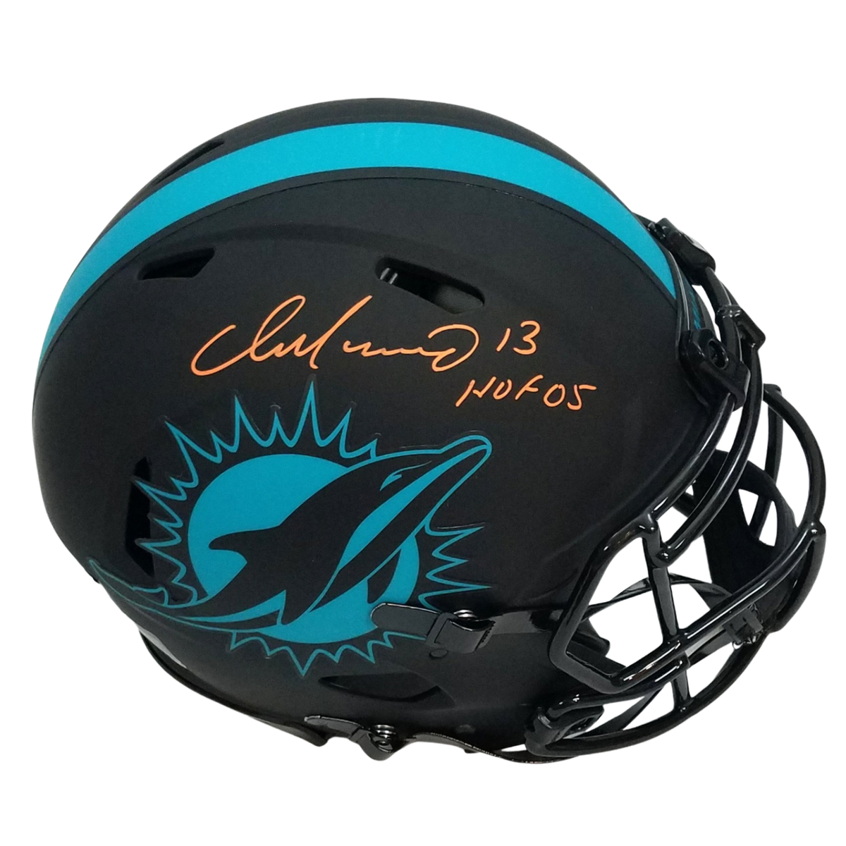 Dan Marino Autographed Miami Dolphins Riddell Eclipse Authentic Helmet W/ HOF 05 Beckett Witnessed Orange Paint-Powers Sports Memorabilia