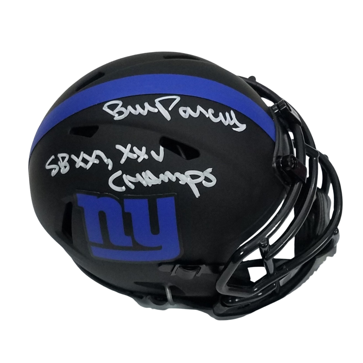 Bill Parcells Autographed New York Giants Riddell Eclipse Mini Helmet W/ SB XXI XXV Champs Beckett Witnessed-Powers Sports Memorabilia