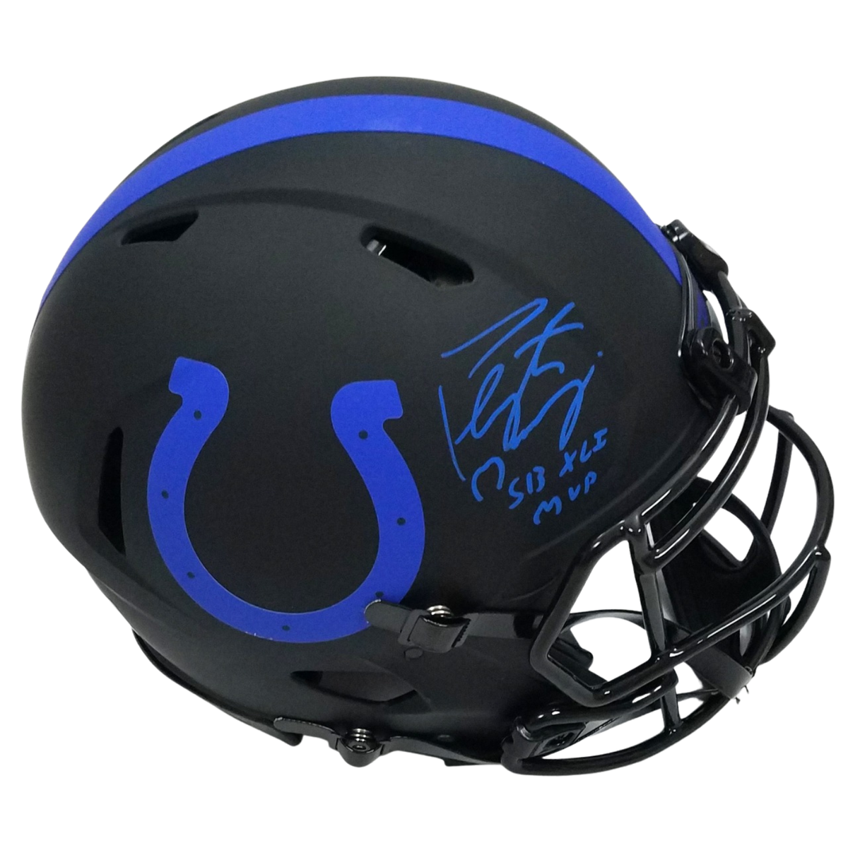 Peyton Manning Autographed Indianapolis Colts Riddell Eclipse Authentic Helmet W/ SB XLI MVP Fanatics Authentic-Powers Sports Memorabilia