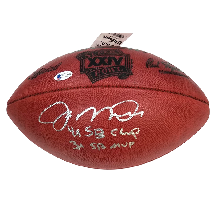 Joe Montana Signed San Francisco 49ers Super Bowl XXIV Football W/ 3X SB MVP 4X SB Champ - Beckett-Powers Sports Memorabilia
