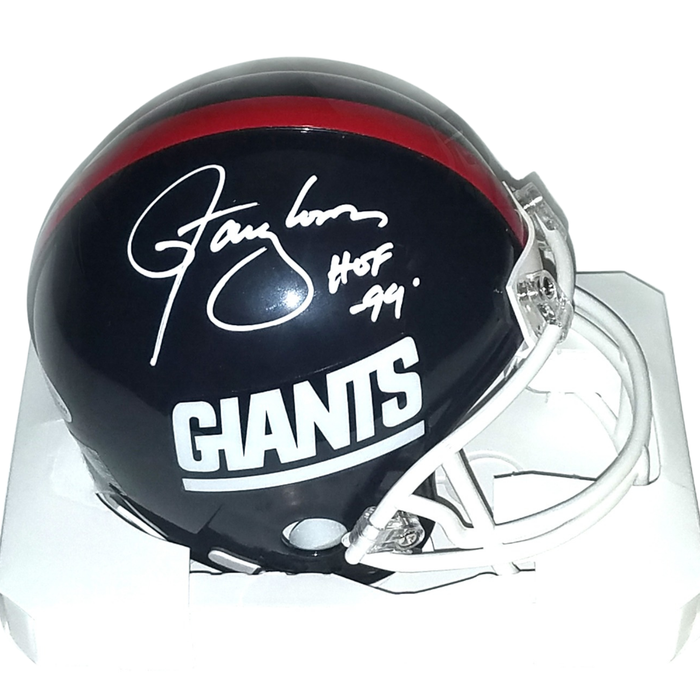 Lawrence Taylor Signed New York Giants T/B Riddell Mini Helmet W/ HOF 99 Beckett Witnessed White Paint-Powers Sports Memorabilia