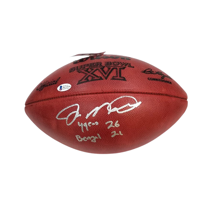 Joe Montana Signed San Francisco 49ers Super Bowl XVI Football W/ 49ers 26 Bengals 21 - Beckett-Powers Sports Memorabilia