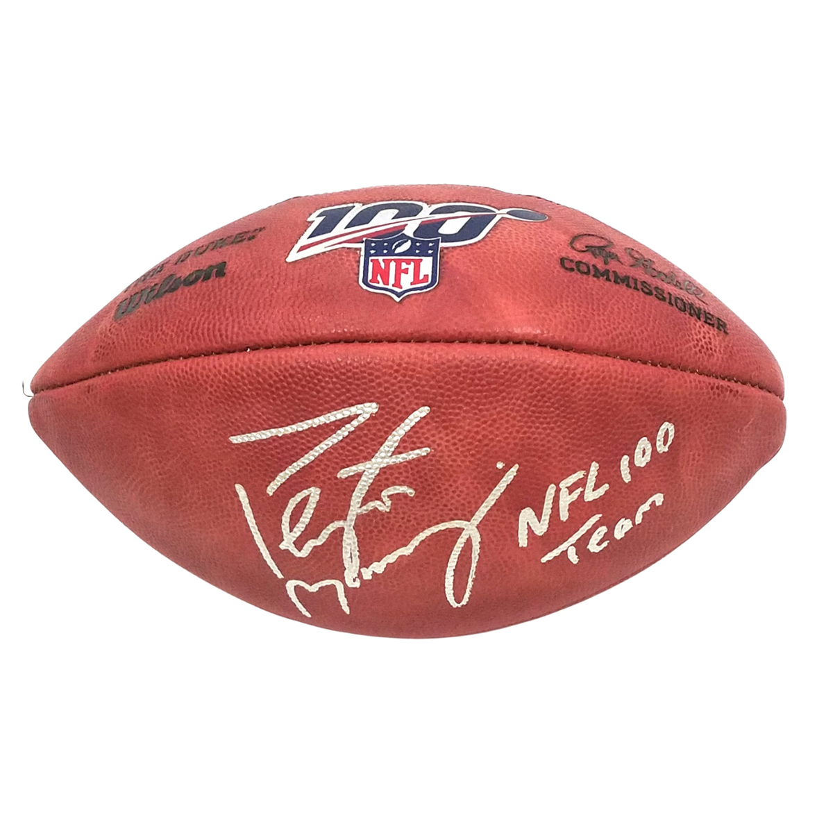 Peyton Manning Autographed Denver Broncos Indianapolis Colts NFL 100 Football W/ NFL 100 Team Fanatics Authentic-Powers Sports Memorabilia