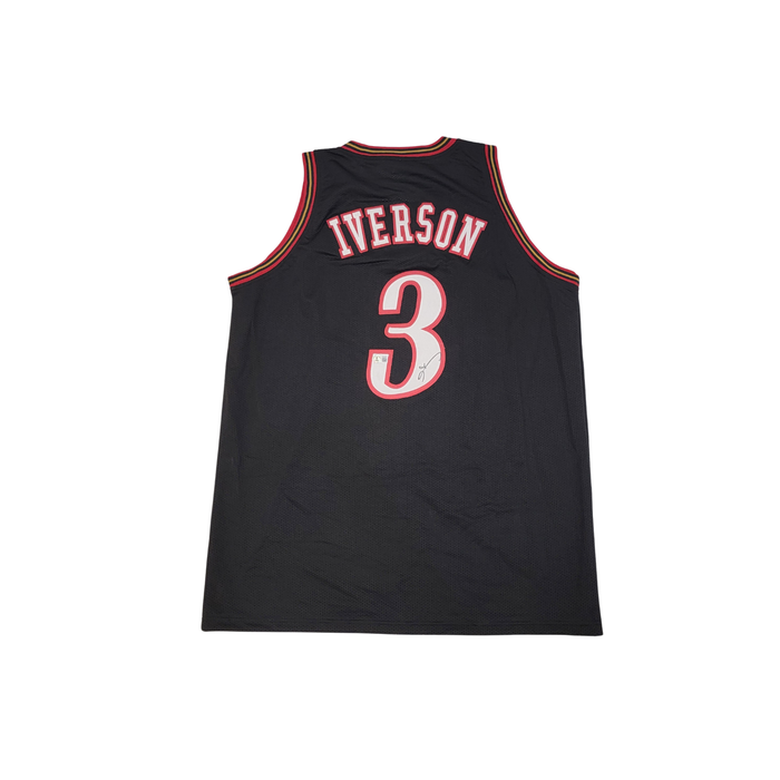 Allen Iverson Signed Philadelphia 76ers Pro Style Black Jersey - Beckett-Powers Sports Memorabilia