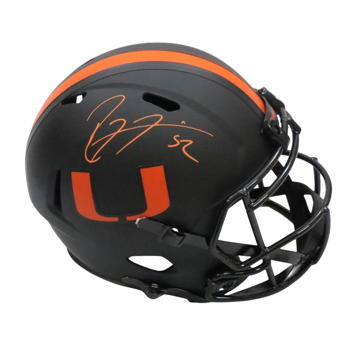Ray Lewis Autographed Miami Hurricanes UM Riddell Eclipse Replica Helmet Beckett Witness-Powers Sports Memorabilia