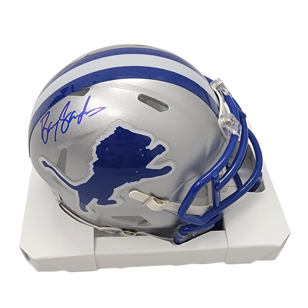 Barry Sanders Signed Detroit Lions T/B Mini Helmet Beckett-Powers Sports Memorabilia