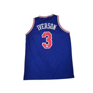 Allen Iverson Signed Philadelphia 76ers Pro Style Blue Jersey - Beckett-Powers Sports Memorabilia