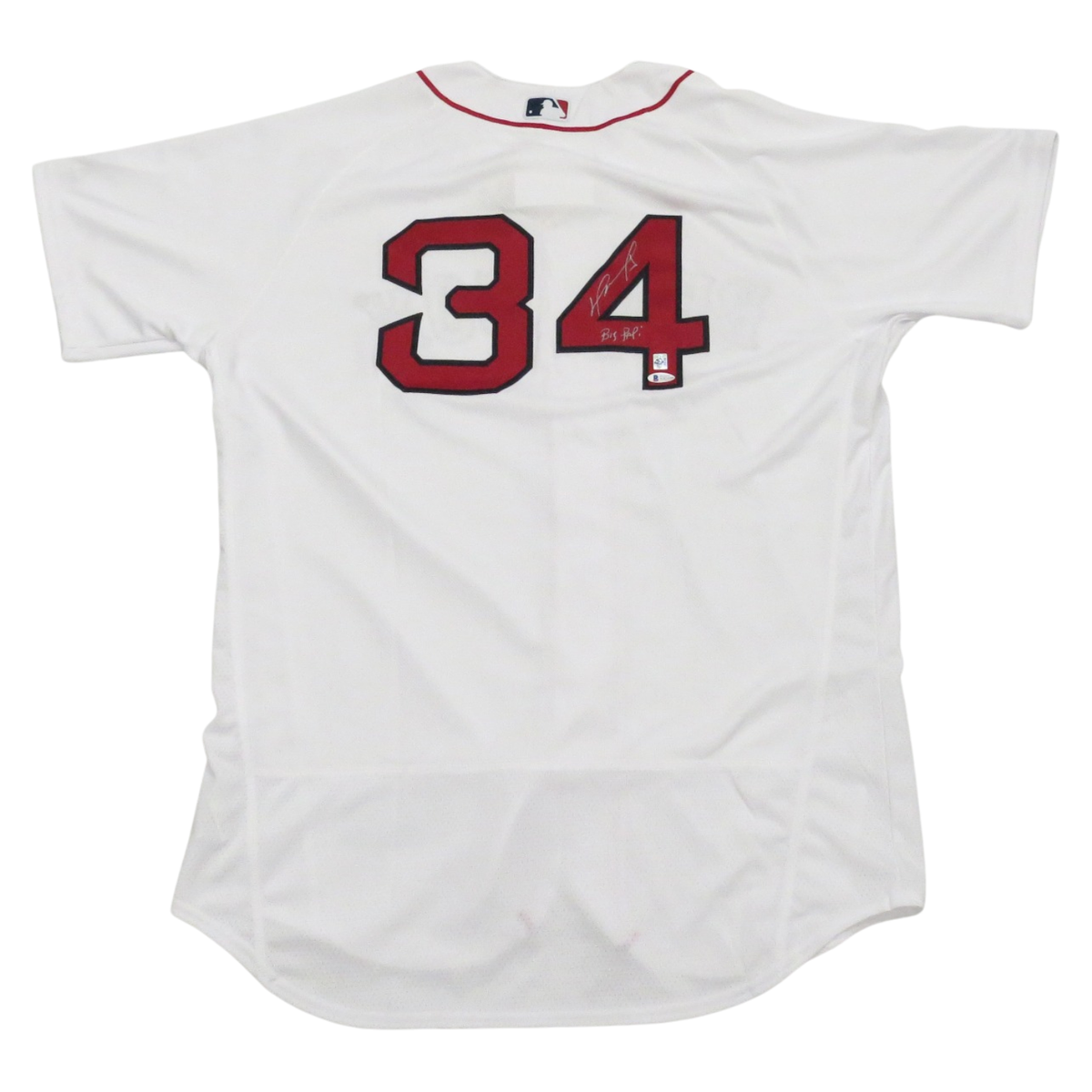 David Ortiz Autographed Boston Red Sox Majestic White Authentic Jersey W/Big Papi Beckett Witnessed-Powers Sports Memorabilia